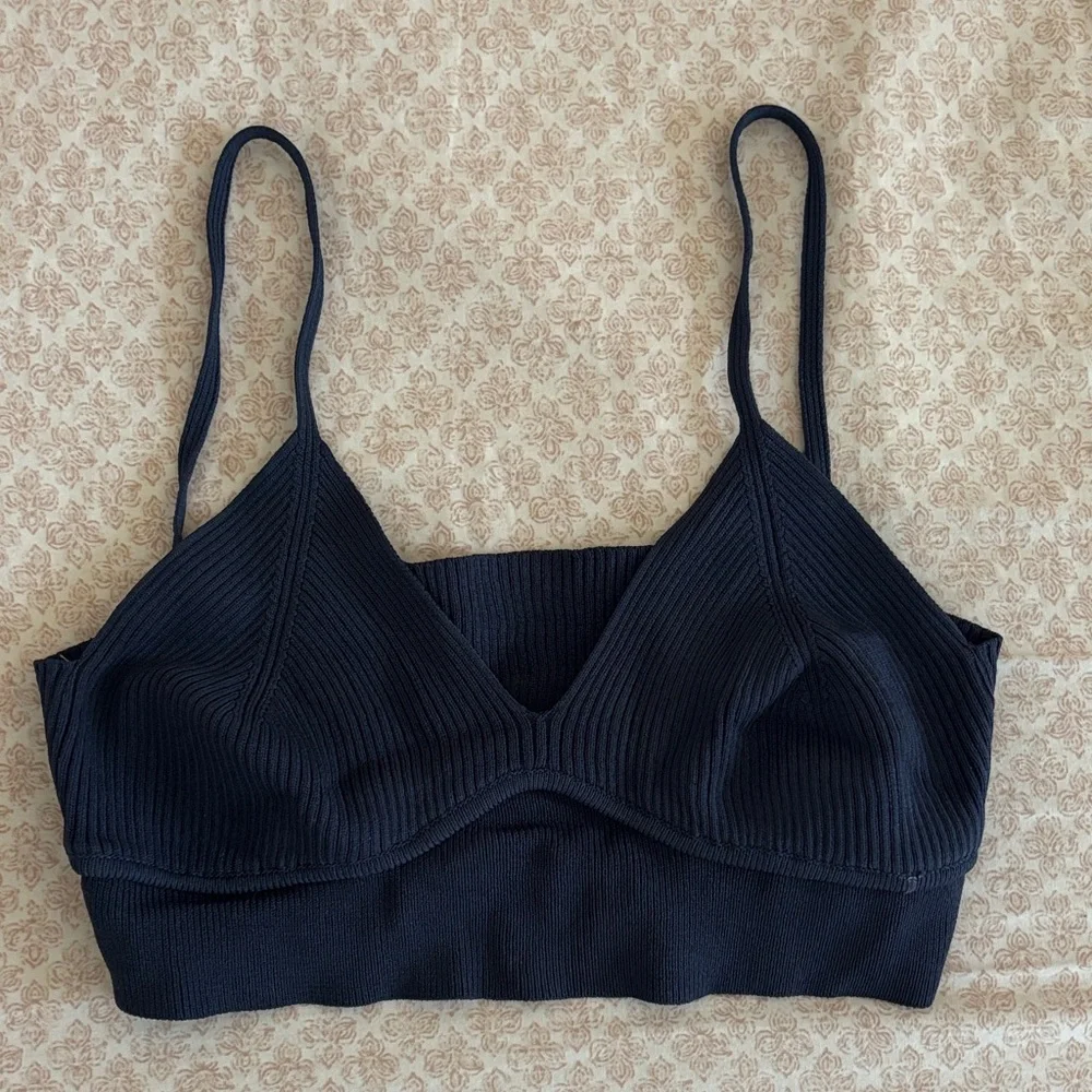 Zara Midnight Ribbed Bralette - Picture 1 of 4